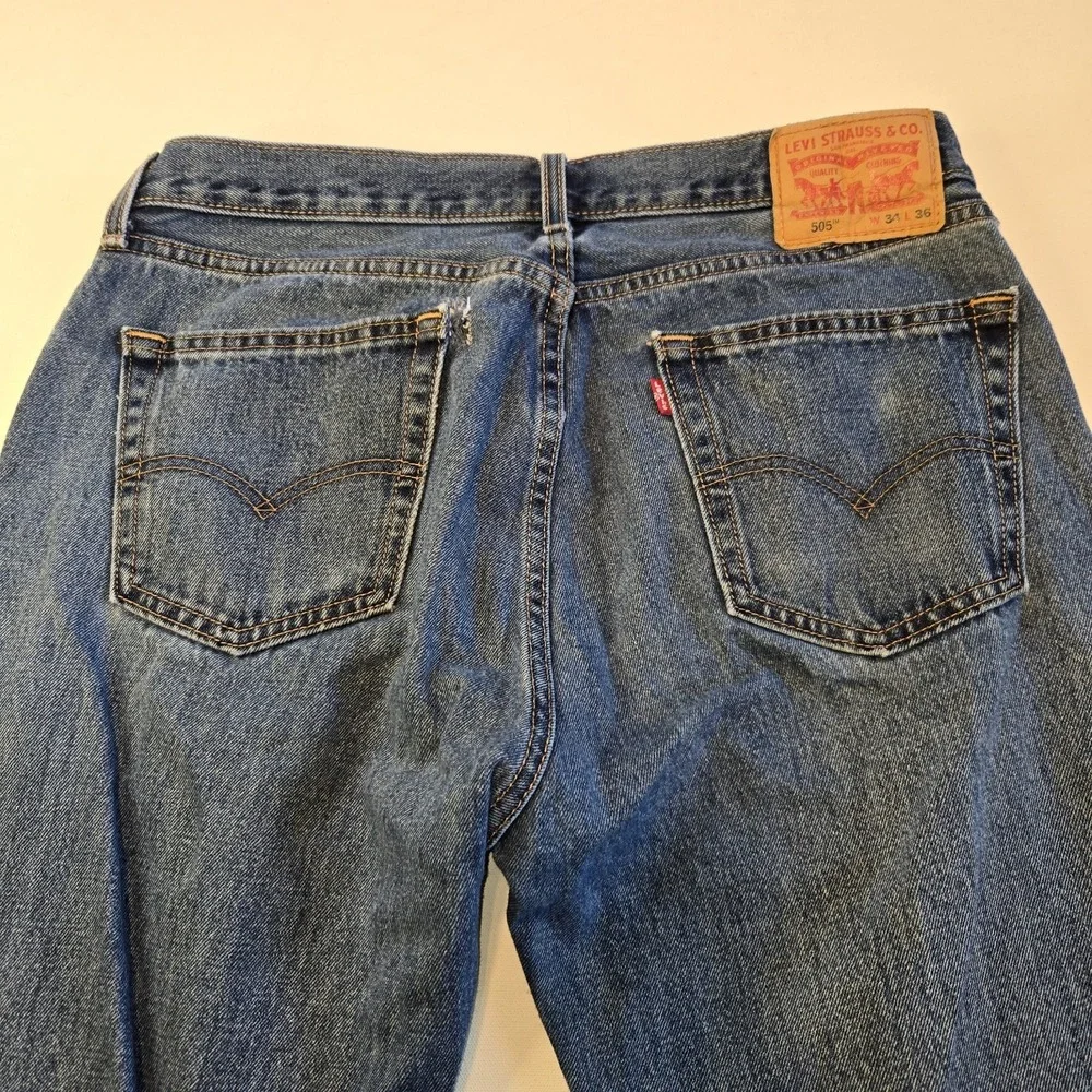 Levis 505 Classic Demin Blue‎ Jeans Mens Size W34 L36
